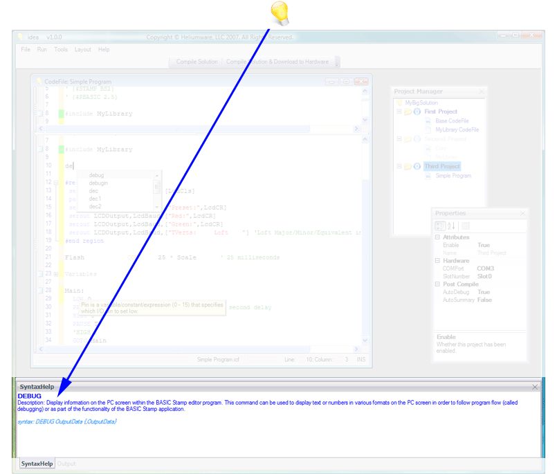 Features of the main user interface