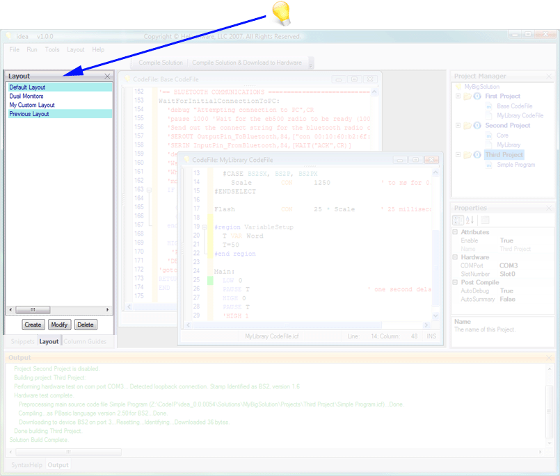 Features of the main user interface