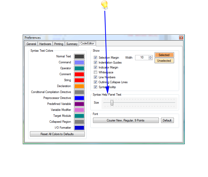 Features of the main user interface