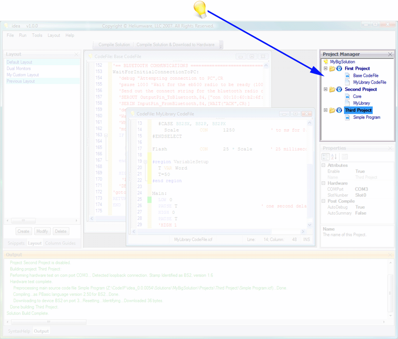 Features of the main user interface